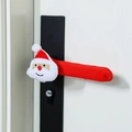 Funda de felpa para pomo de puerta de Papá Noel en manivela negra con fondo blanco - Papá Noel