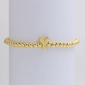 18k gold plated beaded elastic bracelet featuring a glossy letter Y charm for women - Gold Y