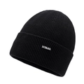 Schwarze Herren Strickmütze mit silbernem NY&JA Emblem und warmem Ohrenschutz - Verstellbar / Schwarz