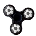 Three-arm metal fidget spinner in black with classic black and white soccer ball pattern - Classic Black Soccer Pattern