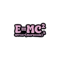 Pink enamel brooch with E=MC² formula and cat-themed programmer humor design - Error Formula