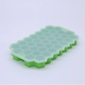 Green honeycomb silicone ice cube tray with 37 grids and a clear plastic lid - 37-Grid with Lid Green