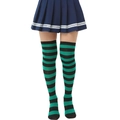 Chaussettes montantes à rayures vertes et noires de style académique japonais - L (Taille unique) / Rayures Larges Noir Vert