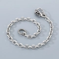 Street style silver titanium steel jeans chain with skull hook and textured ring clasp - Skull Style 4