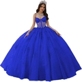 Elegante koningsblauwe galajurk met kantapplicaties en lovertjes tule rok - Koningsblauw / 3XL