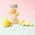 Lot de 9 éponges à maquillage colorées de formes variées avec pot de rangement - Pot de Marguerite Jaune
