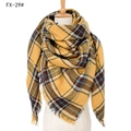 Classic yellow plaid scarf with fringe tassels made of soft cashmere-like acrylic fabric - 140x140cm / 29# Yellow