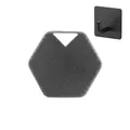 Grey hexagonal silicone body brush with long bristles and black wall-mounted hook - With Small Hook / Gray
