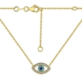 Elegante vergoldete S925 Silber Halskette mit blauem Auge und funkelnden weißen Zirkonia - Einheitsgröße / Böses Auge Halskette-Gold