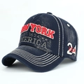 Gorra de béisbol de algodón azul marino con bordado de New York y estilo vintage - Azul marino