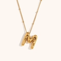 3D balloon initial M pendant necklace in 18K gold plated stainless steel - Gold-M