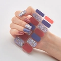 Laser gold nail stickers in purple and red hues with stylish solid color accents - Purple Red Mixed Decorative Style (DQ3-047)