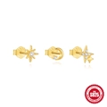 Three-piece S925 sterling silver star and moon stud earring set in gold with white zircon - Star Moon Style / Gold