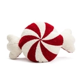 Christmas peppermint swirl round plush pillow with red and white tufted embroidery texture - Christmas Candy Shaped