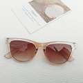 Square oversized sunglasses in transparent champagne frames with gradient brown lenses - Champagne