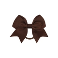 Detailed view of the dark brown grosgrain ribbon bow and high-elastic hair tie - Dark Brown (3)