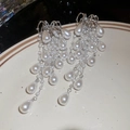 Oorbellen (Zilveren naald-Zilver-Wit)
