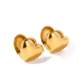 Pendientes de aro con forma de corazón en acero inoxidable bañado en oro 18k - Dorado