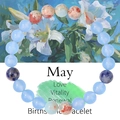 8mm natural crystal gemstone birthstone bracelet with May floral gift card - May
