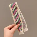 Pink and purple crochet flower headband for girls with velcro closure, size 38cm - 13# Purple Pink Style