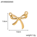 Detail view of gold-plated stainless steel bow pendant measuring 1.6cm with dual loops - AP39900D0W0-Gold Streamlined Bowknot (1.6cm)