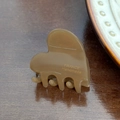 Handmade brown amber acetate heart hair claw clip with golden lettering detail - Grey-3.4cm