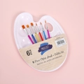 Set di 6 pennelli artistici con tavolozza bianca per acquerello e pittura acrilica - Set con Manico in Plastica Colorata