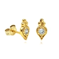 Macro detail of S925 hallmark on gold teardrop earrings with sparkling cubic zirconia - Gold Waterdrop Zirconia