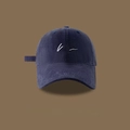 Deep navy blue baseball cap with white 'me' embroidery in adjustable cotton fabric - Me Embroidery Cap-Navy Blue