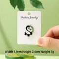 Detailed view of 1.9x2.4cm panda enamel pin on display card with green background - Panda with Bamboo Hat