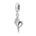 Silver 925 conch shell charm bead with realistic spiral texture and polished S925 bail - Silver Sea Snail Pendant(SCC2235)