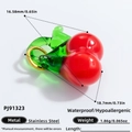 18k gold plated stainless steel cherry pendant with red and green transparent finish - Red Cherry Shape Pendant (PJ91323)
