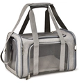 Light gray breathable pet travel carrier backpack with large mesh window for cats and dogs - Car Carrier Bag / Gray