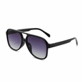 Classic pilot aviator sunglasses featuring black frames and purple gradient lenses - Black Frame Double Gray Lens