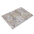 Linen placemat featuring elegant hand-painted white and pink floral patterns on khaki base - CD002-17 Elegant Floral
