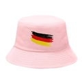 Pink sun protection bucket hat featuring a stylized German flag brushstroke design - M / 10# Graffiti Flag - Light Pink
