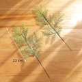 Pair of 22cm lifelike green cedar branches for Christmas DIY decor on wood background - PE Plastic Leaf F (Set of 2)