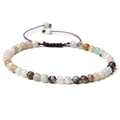4mm natural crystal stone energy beaded bracelet with adjustable black braided cord strap - Amazonite