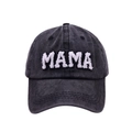 Berretto da baseball grigio scuro lavato con toppa ricamata MAMA in spugna bianca - Adulto MAMA Berretto da Baseball / Nero