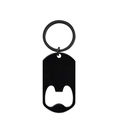 Minimalist black stainless steel dog tag keychain with integrated bottle opener tool - Black Bottle Opener Keychain