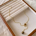 Collana a catena serpente dorata con eleganti pendenti a sfera in occhio di tigre - Collana a strappo con ciondolo in occhio di tigre dorata - circonferenza circa 64 cm