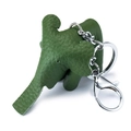 Cute green genuine leather elephant keychain with metal lobster clasp and chain - Dark Green
