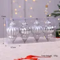 4er-Set silberne Zwiebel-Weihnachtskugeln mit Glitzerstreifen in Geschenkbox - Silber Konisch Klein
