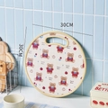 Round 30cm PE plastic cutting board with anti-slip texture and cute bear pattern - 30cm / Round