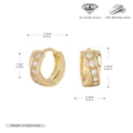 S925 sterling silver gold plated hoop earrings with 5A cubic zirconia and size details - 925 Silver / 925 Silver Yellow Gold Plated