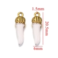White enamel tusk pendant with gold crown cap and 20.5mm size dimensions - White-Gold