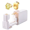 Disposable ear piercing gun with 5mm golden 316L stainless steel yellow gem stud - Gold + Peridot Green Zirconia