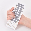 Self-adhesive gray nail stickers with gold geometric lines, model UNE039 for manicures - Grey Gold Geometric Line Style (UNE-39)