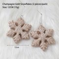 Set di 2 fiocchi di neve color champagne da 12cm con perle per decorazioni natalizie - Fiocco di Neve Oro Champagne Confezione da 2 / 12cm