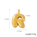 3D bubble golden letter R pendant in polished copper, height 1.9cm and weight 4.5g - Letter R (D79-R)